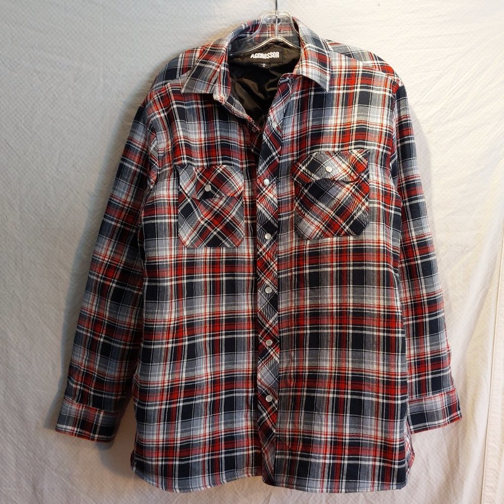 Men's Aggressor Plaid Snap Buttons Jacket - MED